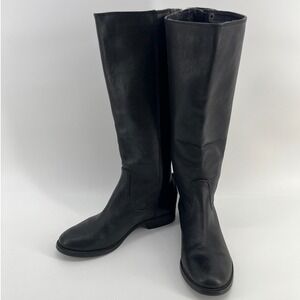Arturo Chiang Riding Boots Black Leather Back Zip Equestrian Womens 7.5MW